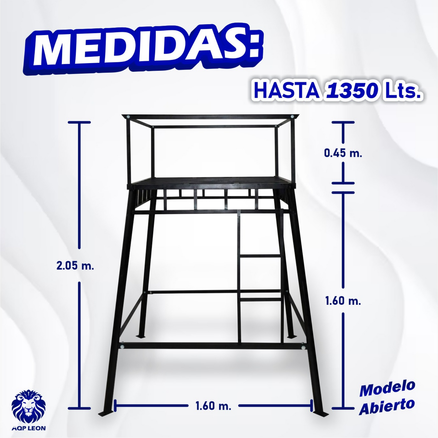 Base metalica armable para tanque de agua 500 a 1350 litros - MODELO ABIERTO