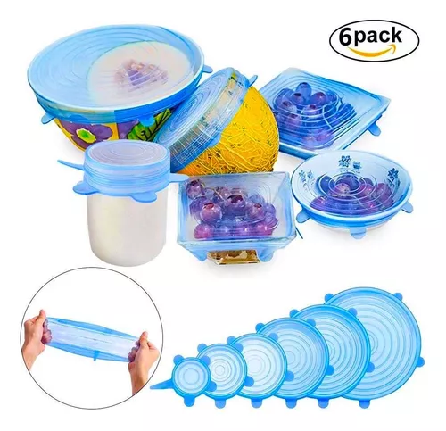 Set De 6 Tapas De Silicona Reutilizables Alimentos Frescos