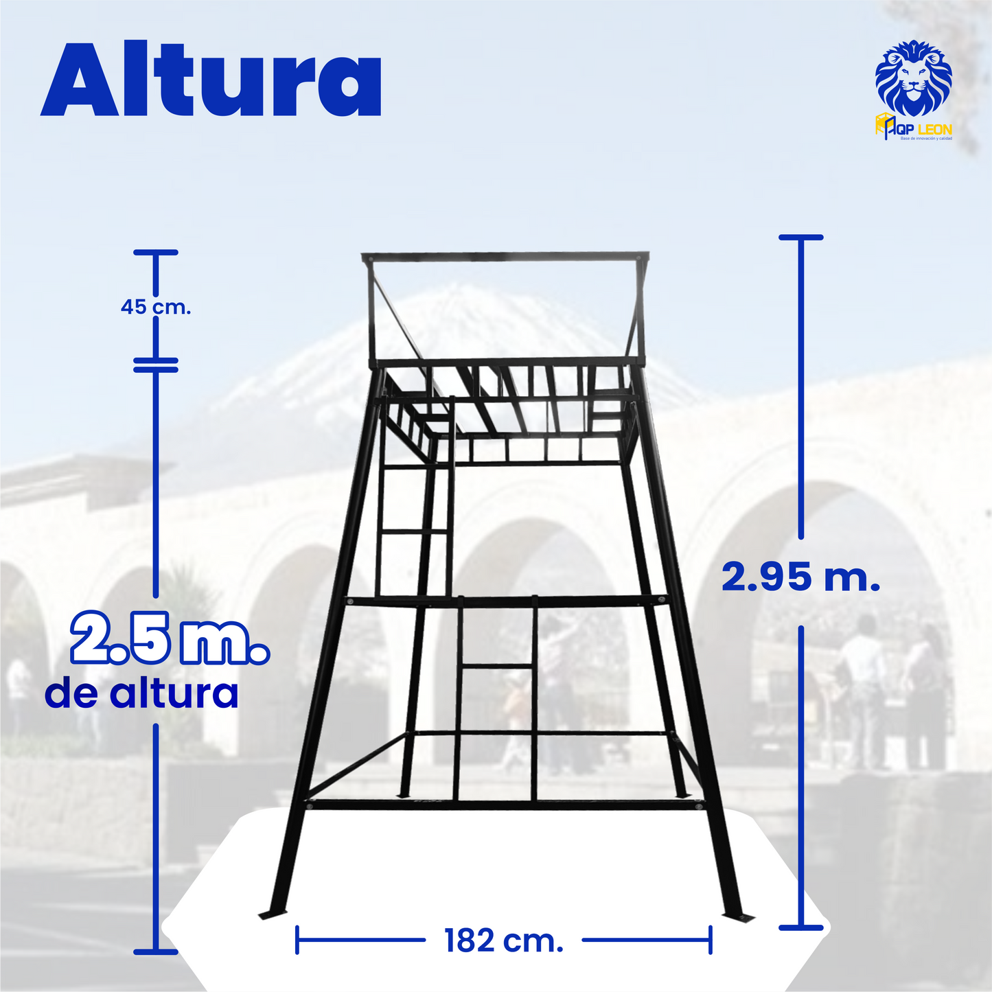 Base metálica armable 2.5 m. de altura 1350 Litros - MODELO ABIERTO