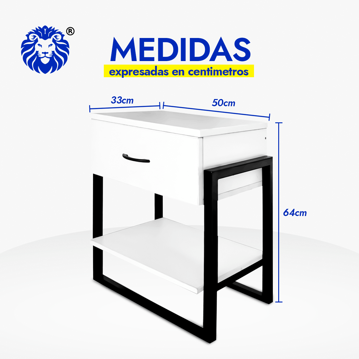 Velador Estilo Industrial de Acero y Melamina - Imagen 2