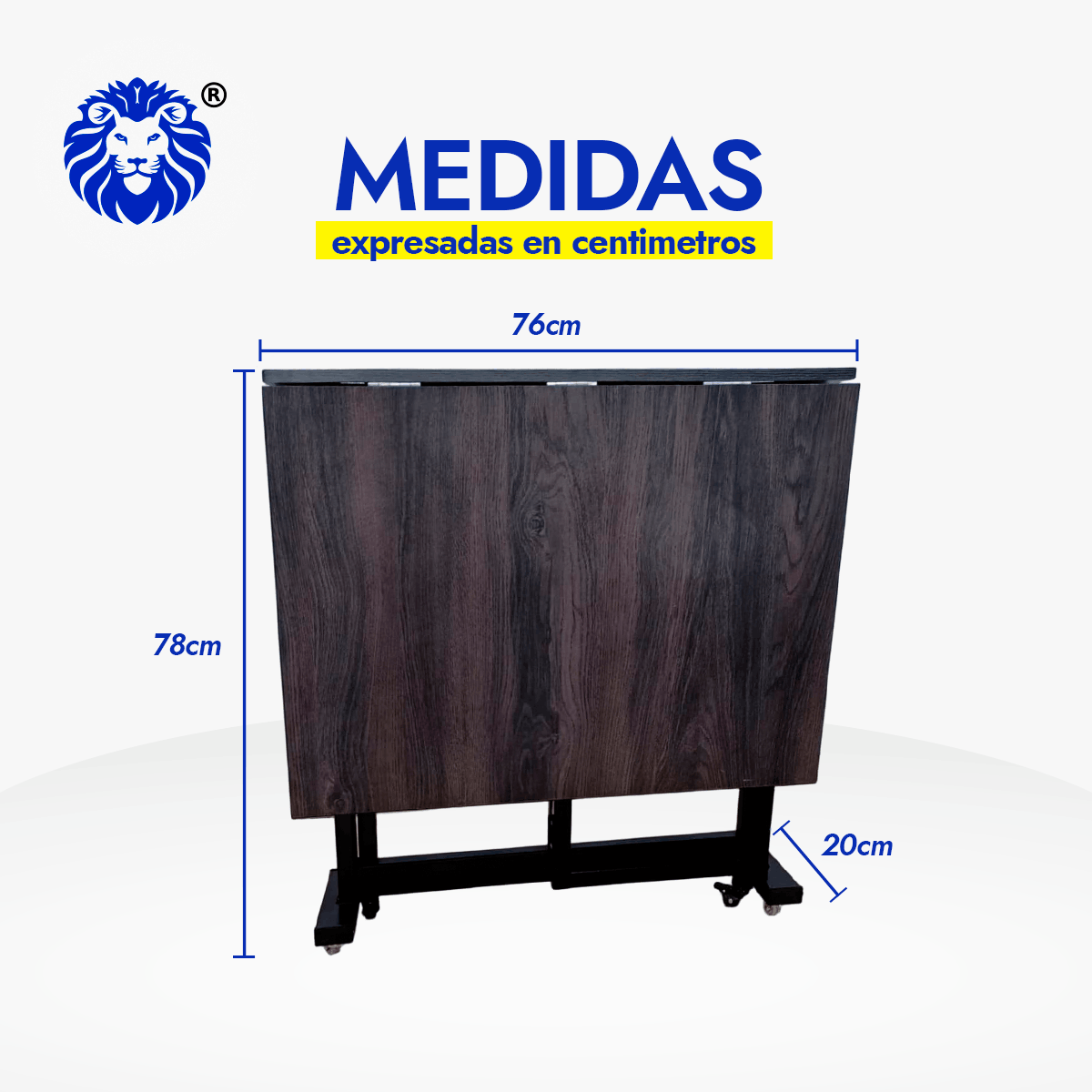 Mesa Plegable Multifuncional con Estructura Metálica y Ruedas - Imagen 3